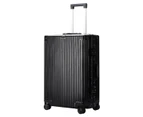 BOPAI Aluminium Luggage Suitcase Light weight Carry on & Large HardCase 2 Pieces Suitcase Set Black