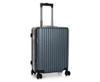 Swiss Aluminium Luggage Suitcase Lightweight with TSA locker 8 wheels 360 degree rolling Carry On HardCase Blue