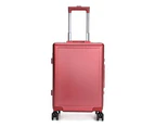 Swiss Aluminium Luggage Suitcase Lightweight with TSA locker 8 wheels 360 degree rolling Carry On HardCase Red