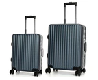 Swiss Aluminium Luggage Suitcase Lightweight with TSA locker 8 wheels 360 degree rolling HardCase 2PCS Set Blue
