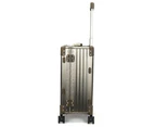 Swiss Full Aluminium Luggage Suitcase Lightweight with TSA locker 8 wheels 360 degree rolling Check In HardCase Champagne