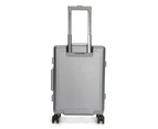 Swiss Aluminium Luggage Suitcase Lightweight with TSA locker 8 wheels 360 degree rolling Carry On HardCase Silver