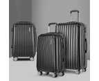 Wanderlite 3 Piece Luggage Suitcase Trolley - Black