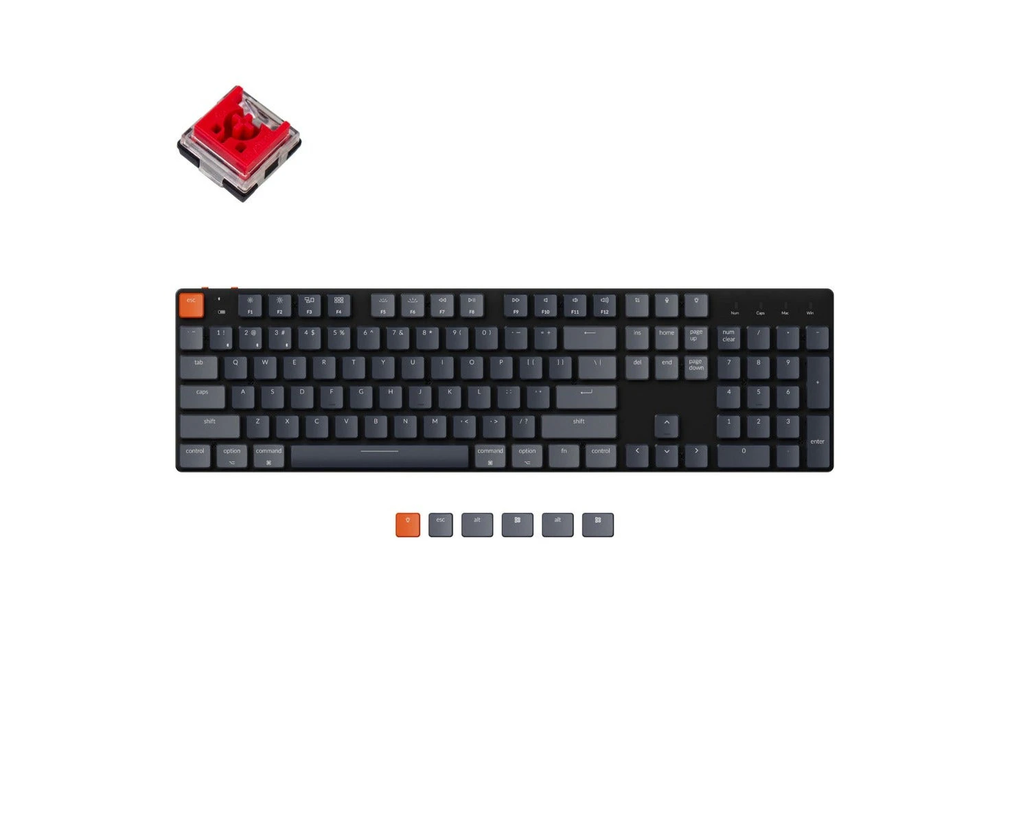 Keychron K5 SE Low-Profile Bluetooth Hot-Swappable RGB Backlit Mechanical Keyboard Optical Red Switch Mac Windows K5SE-E1 [KBKCK5SEE1RED]