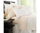 Cream Hotel Bedding 1800TC Ultra Soft Sheet Sets Flat & Fitted Sheets with Pillowcase