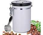 Airtight Stainless Steel Coffee Canister, Coffee Bean Storage Container Jar for Beans, Grounds, Tea, Flour, Cereal, Sugar (1.8L) - White
