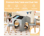 Giantex Kids Table and Chair Set 3 Pieces  Wooden Table Set w/Chalkboards Children Furniture Set Gift for Boys & Girls Grey
