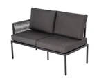 Eden 4-Seater Outdoor Lounge Set with Coffee Table in Black &#8211; Stylish Textile and Rope Design