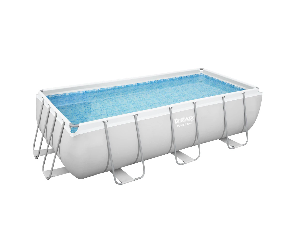 Bestway 56660 - 4.04m x 2.01m x 1.00m  Swimming Pool Above Ground Steel Rectangular Filter Pump Ladder