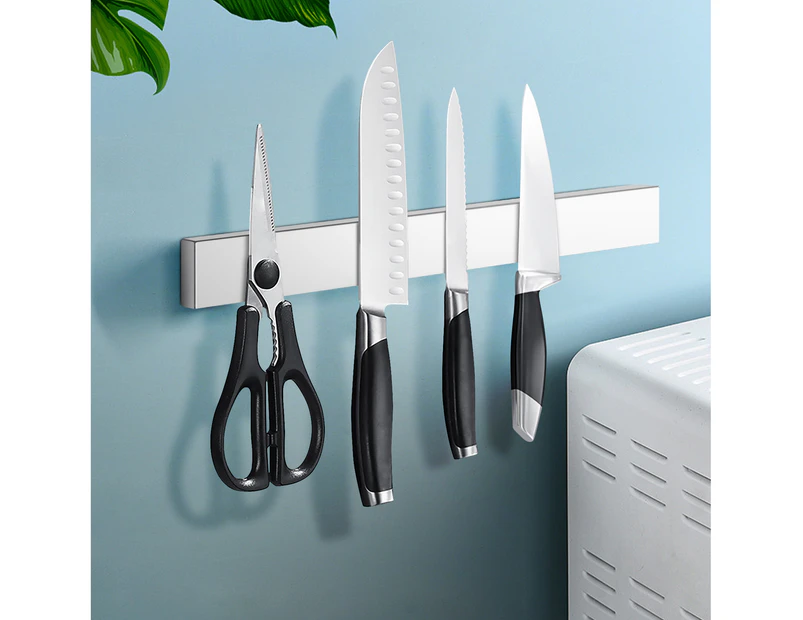 30cm Stainless Steel Knife holder Magnetic Wall Kitchen Tools Shelf Utensil Storage Rack Silver