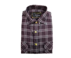 Men's Flannelette Shirt 100% Cotton Check Authentic Flannel Long Sleeve Vintage - Burgundy