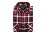 Men's Flannelette Shirt 100% Cotton Check Authentic Flannel Long Sleeve Vintage - Black/Purple