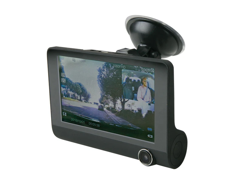 Scosche Dash Cam, Front 1080P & Cabin 720P, 4" Screen, 16Gb Sd