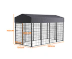 UNHO Large Outdoor Dog Playpen Kennel Pet Dog Exercise Playpen Crate Cage with Roof Cover