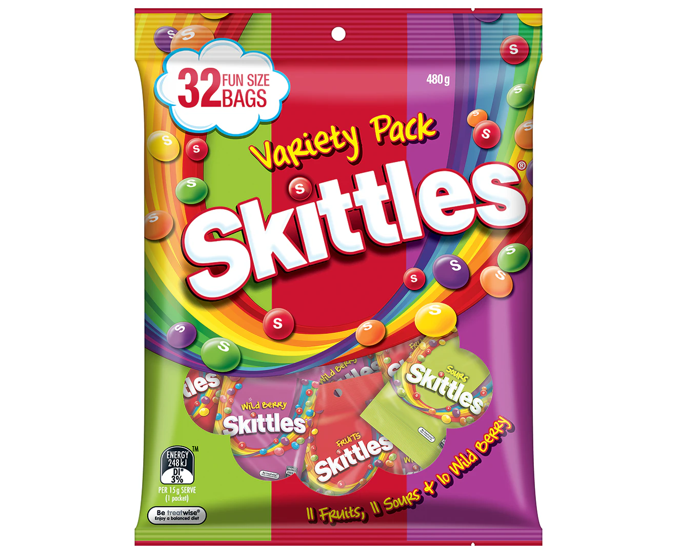 Skittles XL Variety Pack 480g 32pk