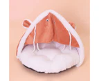 Pet Bed Soft Pet Cat Dog Tent Comfortable Cartoon Winter Cat Dog Sleeping Nest for Home - Brown