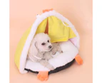 Pet Bed Soft Pet Cat Dog Tent Comfortable Cartoon Winter Cat Dog Sleeping Nest for Home - Yellow