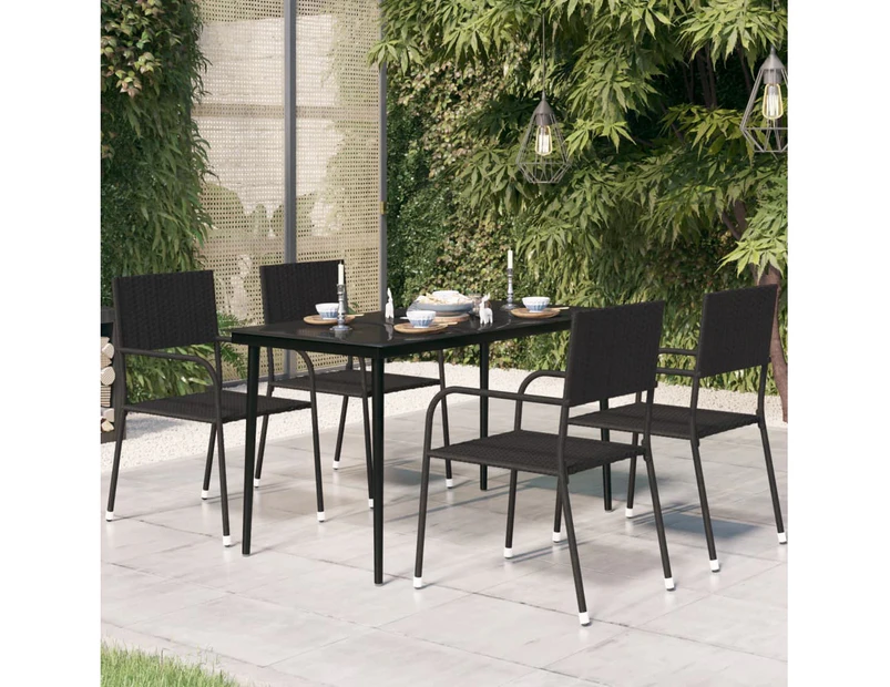 Garden Dining Table Black 140x70x74 cm Steel and Glass