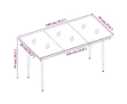 Garden Dining Table Black 140x70x74 cm Steel and Glass