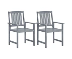 vidaXL Garden Chairs 2 pcs Grey Solid Acacia Wood