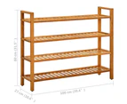 Shoe Rack with 4 Shelves 100x27x80 cm Solid Oak Wood