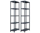 vidaXL Storage Shelf Racks 2 pcs Black 125 kg 60x30x180 cm Plastic