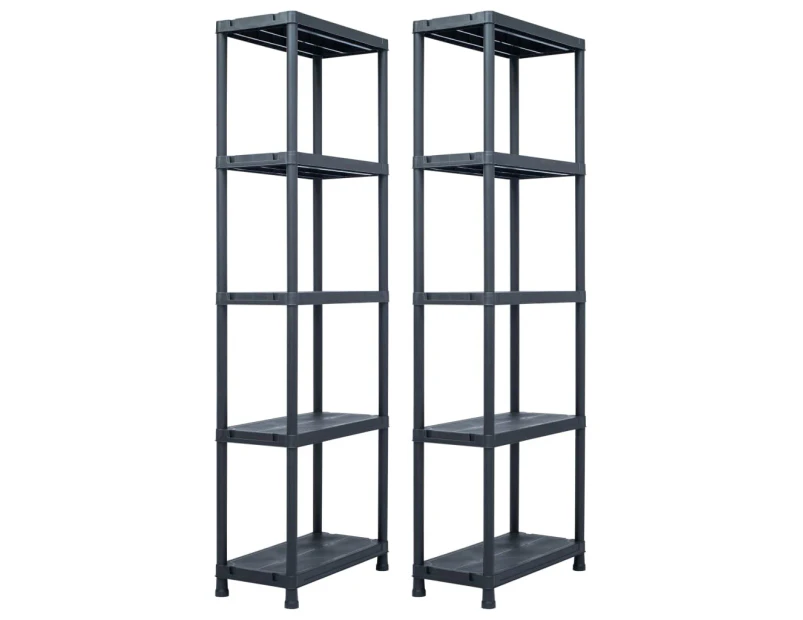 Storage Shelf Racks 2 pcs Black 125 kg 60x30x180 cm Plastic