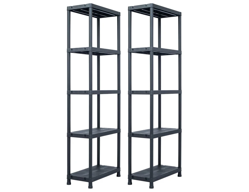 vidaXL Storage Shelf Racks 2 pcs Black 125 kg 60x30x180 cm Plastic