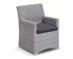 Outdoor Milano Outdoor Wicker Dining Arm Chair - Outdoor Wicker Lounges - Brushed Grey and Denim cushion