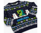 Minecraft Childrens/Kids Creeper Wool Christmas Jumper (Navy) - NS6893