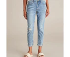 Target Tash Distressed Mid Rise Ankle Length Girlfriend Denim Jeans - Blue