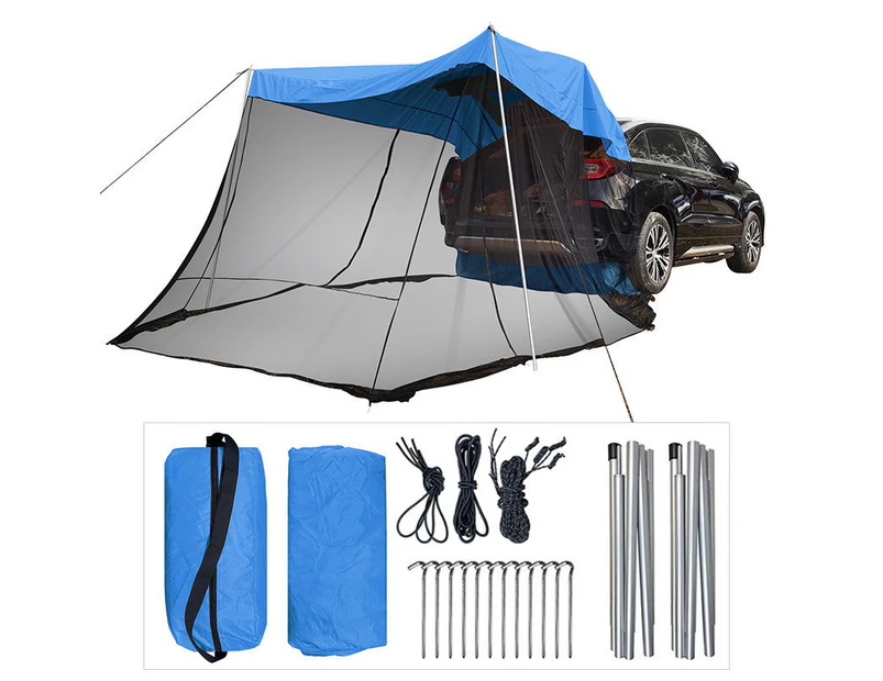 Winmax Portable Car Awning Sun Shelter with Mosquito Net for Camping-Blue