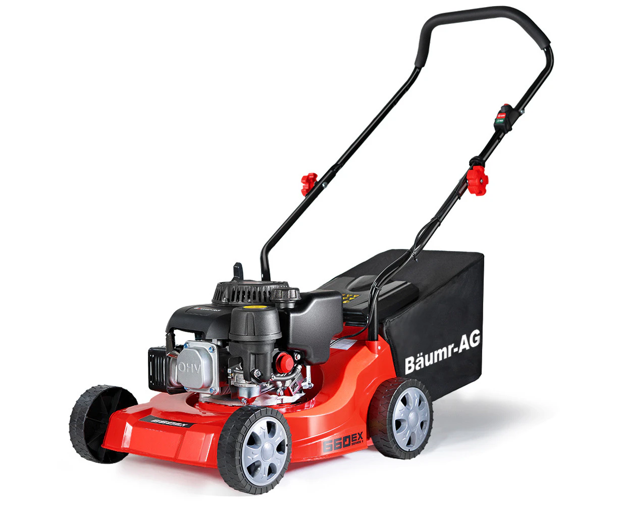 Baumr-AG 139cc Lawn Mower 4-Stroke 16 Inch Petrol Lawnmower Hand Push Engine 35L Catcher