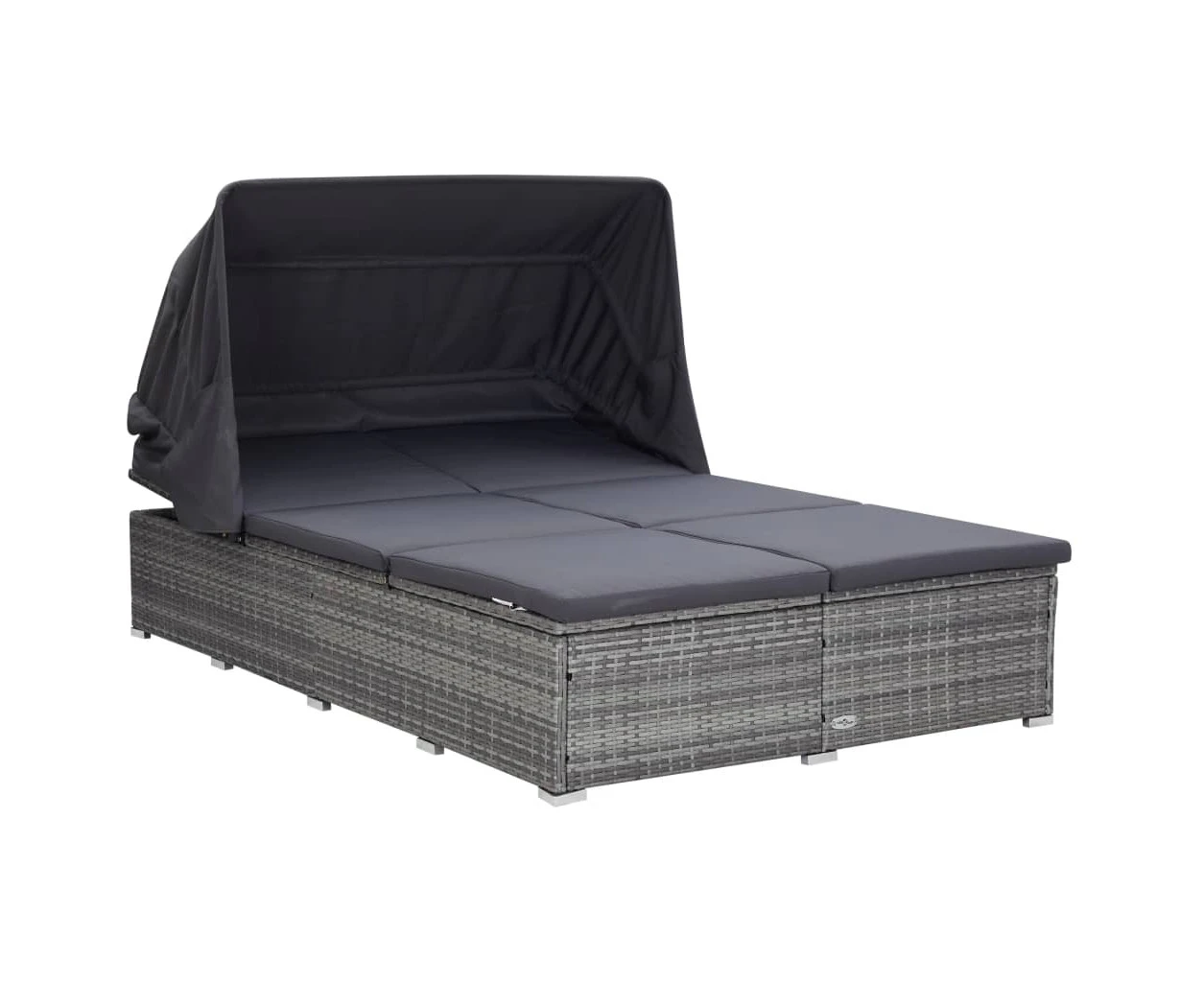 2-Person Sunbed with Cushion Poly Rattan Grey