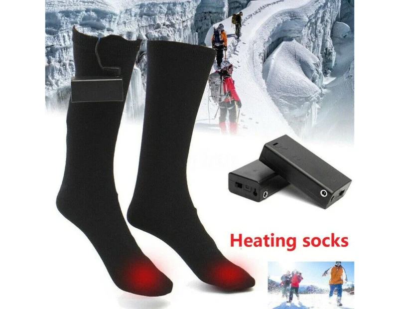 Black Electric Heated Socks Boot Feet Warmer Winter Rechargable Sock