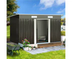 Livsip 2.38x1.31M Garden Shed With Metal Base - Zinc