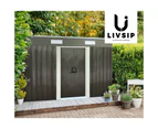 Livsip 2.38x1.31M Garden Shed With Metal Base - Zinc