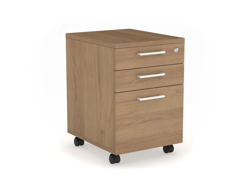 Mobile Pedestal with Lockable Filing Drawers Laminate - salvage oak, white handle