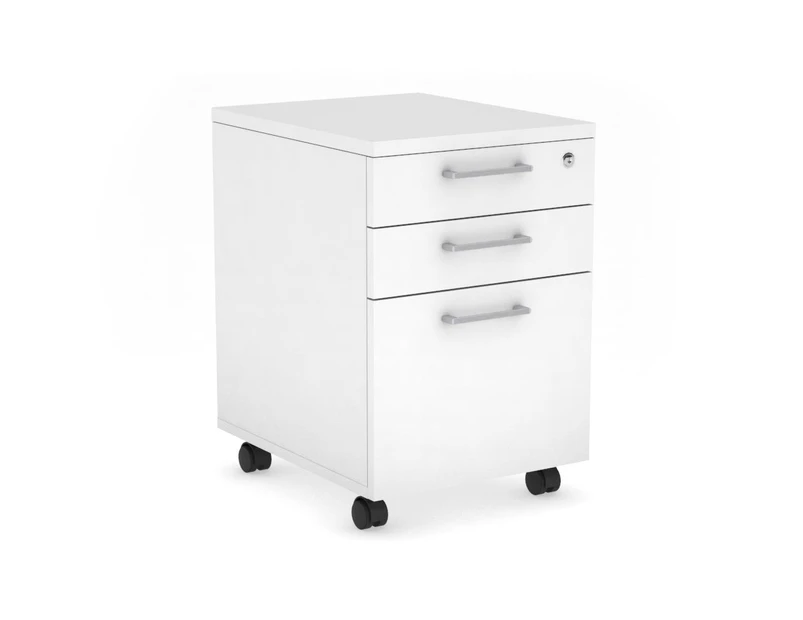 Mobile Pedestal with Lockable Filing Drawers Laminate - white, silver handle