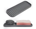 Silicone Sponge Holder, Kitchen Sink Organizer Tray Dish Caddy Soap Dispenser, Scrubber Spoon Holder (2 Pack)Dark gray