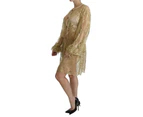 Dolce  Gabbana Gold Lace See Through A-Line Knee Length Dress