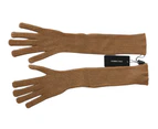 Dolce  Gabbana Brown Elbow Length Mittens 100% Cashmere Gloves