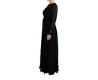 Dolce  Gabbana Black Floral Lace Sheath Silk Dress