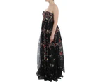 Dolce  Gabbana Masterpiece black floral print silk runway dress