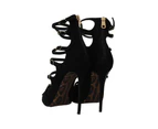 Dolce  Gabbana Black Suede Ankle Strap Heels Pumps