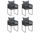 Outdoor Chairs 4 pcs with Pillows Poly Rattan Black