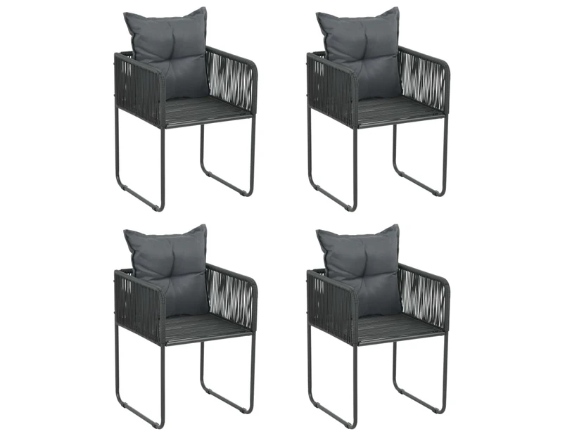 Outdoor Chairs 4 pcs with Pillows Poly Rattan Black