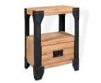 Nightstand Solid Acacia Wood Steel 40x30x54 cm