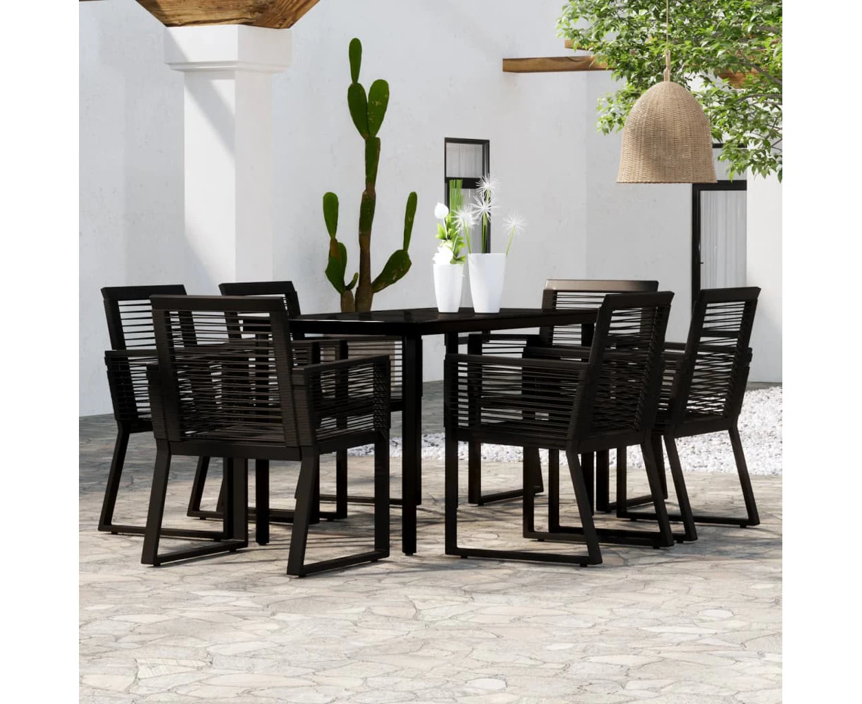 vidaXL Garden Dining Set Black Outdoor Furniture Multi Sizes 3/5/7/9 Piece