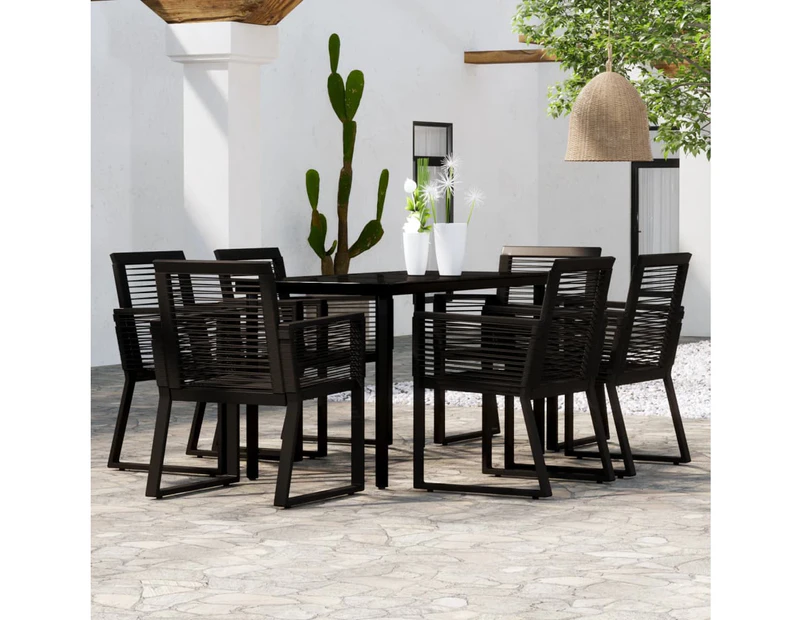 vidaXL 7 Piece Garden Dining Set Black